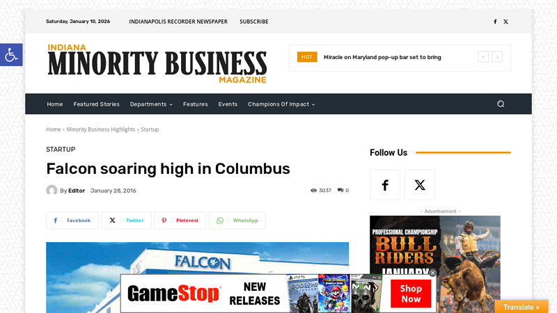 Falcon soaring high in Columbus falcon auto parts