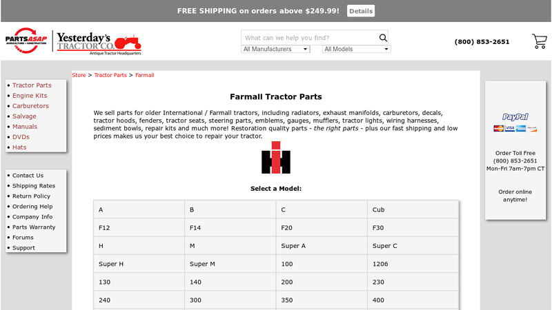 Farmall Parts international harvester tractor parts