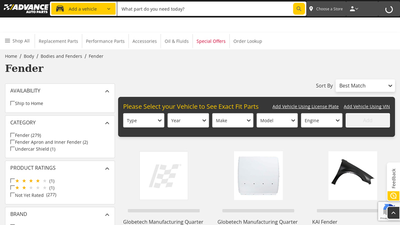 Fender fender auto parts