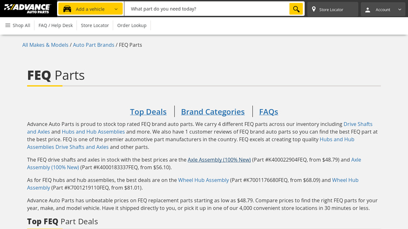 FEQ Parts advance auto parts shreveport