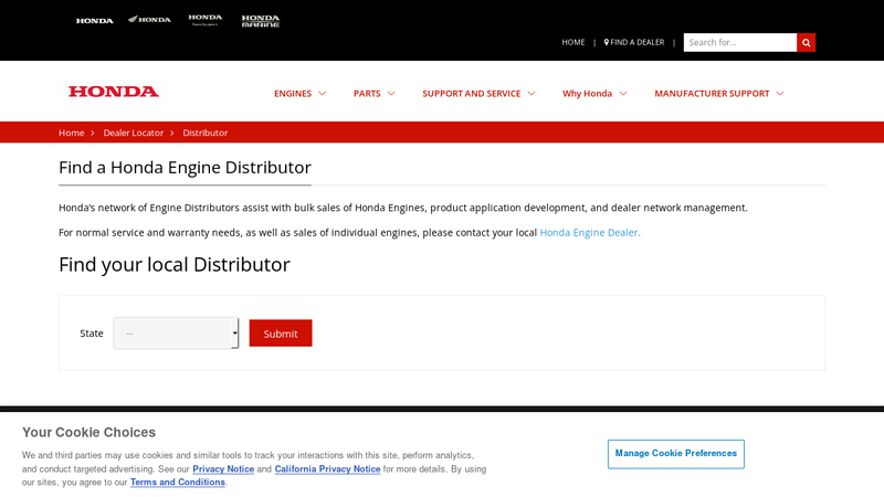 Find a distributor small engine honda parts