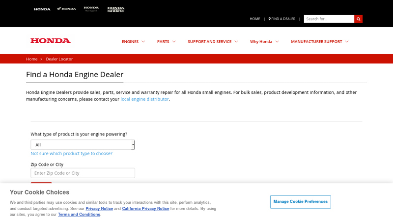 Find a Honda Engine Dealer genuine parts honda motor