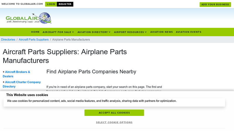 Find an Airplane Parts Company airline auto parts