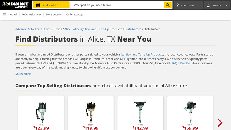 Find Distributors in Alice, TX Near You advance auto parts corpus christi