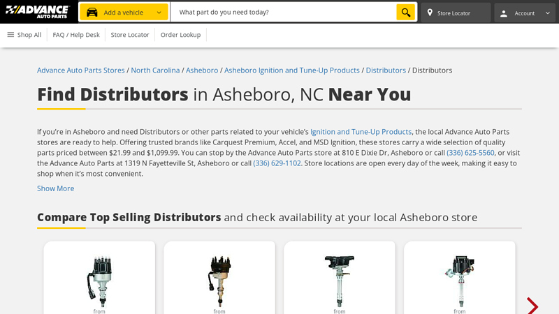 Find Distributors in Asheboro, NC Near You advance auto parts liberty north carolina