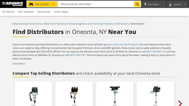 Find Distributors in Oneonta, NY Near You advance auto parts oneonta ny