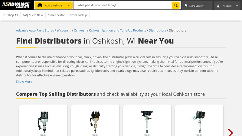 Find Distributors in Oshkosh, WI Near You advance auto parts oshkosh wi