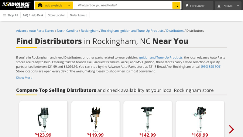 Find Distributors in Rockingham, NC Near You advance auto parts in laurinburg north carolina