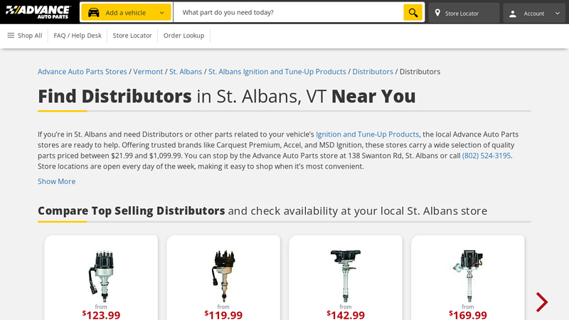 Find Distributors in St. Albans, VT Near You advance auto parts burlington