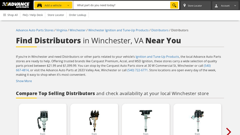 Find Distributors in Winchester, VA Near You carquest auto parts winchester virginia
