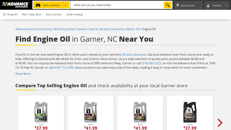 Find Engine Oil in Garner, NC Near You advance auto parts garner north carolina