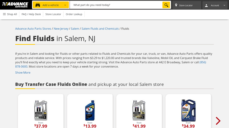 Find Fluids in Salem, NJ advance auto parts vineland