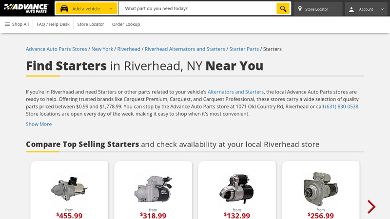 Find Starters in Riverhead, NY Near You advance auto parts riverhead new york