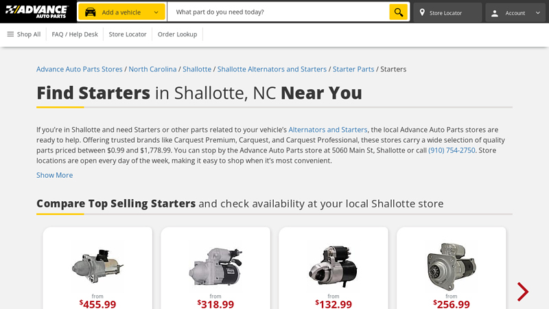 Find Starters in Shallotte, NC Near You advance auto parts little river sc