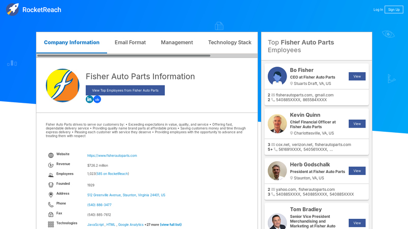 Fisher Auto Parts Information fisher auto parts staunton va