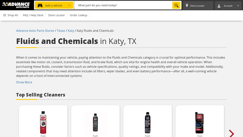 Fluids and Chemicals in Katy, TX advance auto parts katy