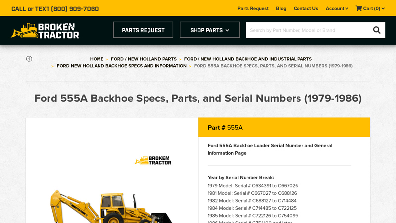 Ford 555A Backhoe Specs, Parts, and Serial Numbers (1979 555a ford backhoe parts