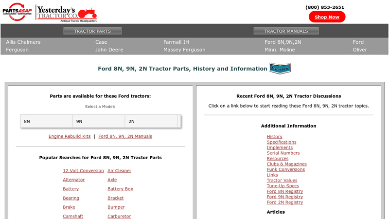 Ford 8N, 9N, 2N Tractor Parts, Specs and Information ford 9n parts