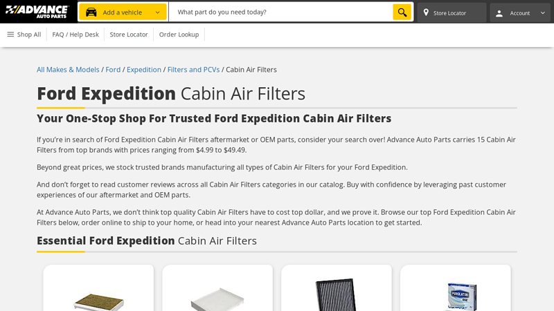 Ford Expedition Cabin Air Filters 2010 ford expedition limited cabin air filter part number