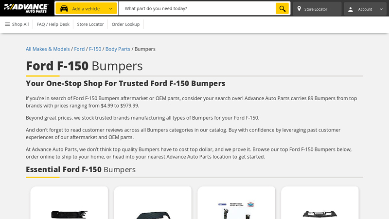 Ford F ford f150 front bumper parts