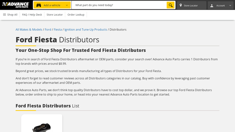 Ford Fiesta Distributors ford fiesta car parts