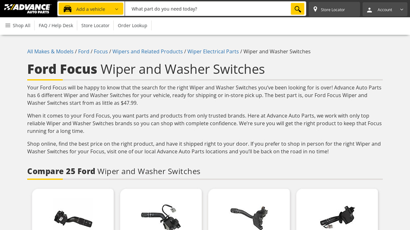 Ford Focus Wiper and Washer Switches 2016 ford fiesta wiper switch part number