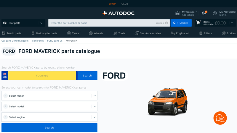 FORD MAVERICK parts catalogue maverick auto parts
