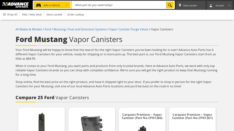 Ford Mustang Vapor Canisters 2002 ford mustang fuel charcoal canister part number