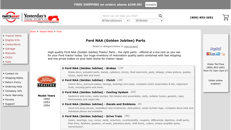 Ford NAA (Golden Jubilee) Parts 53 ford jubilee tractor parts