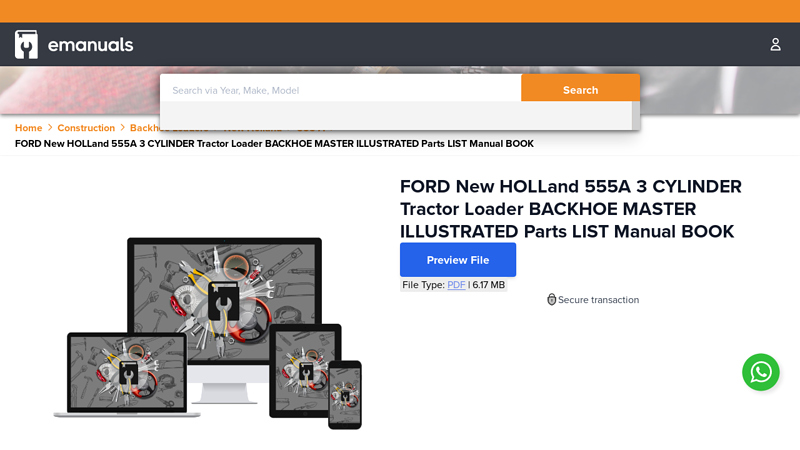 FORD New HOLLand 555A 3 CYLINDER Tractor Loader BACKHOE ... 555a ford backhoe parts