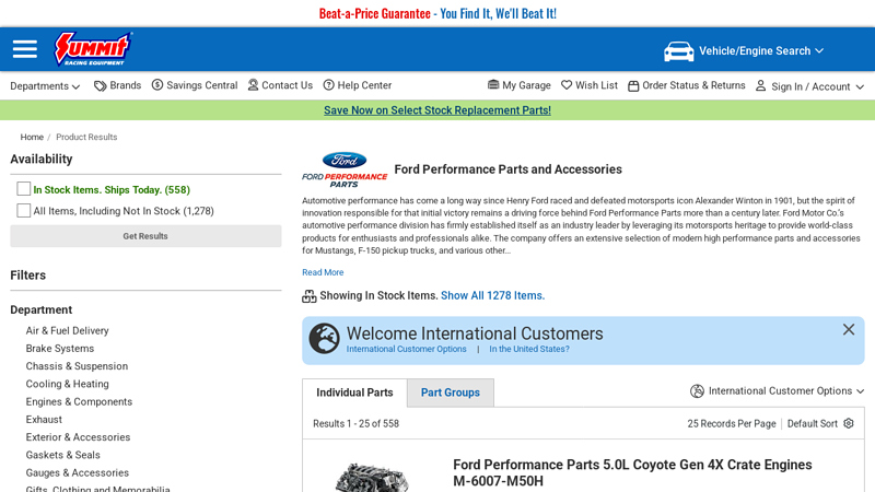 Ford Performance Parts and Accessories ford engine parts