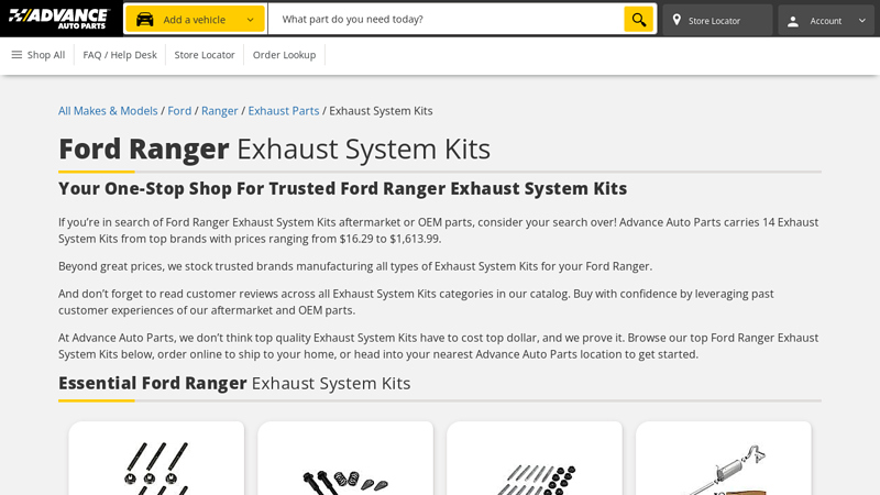 Ford Ranger Exhaust System Kits ford ranger exhaust parts