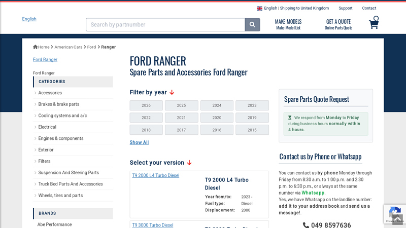 Ford Ranger Parts, Online Catalog 1992 ford ranger parts