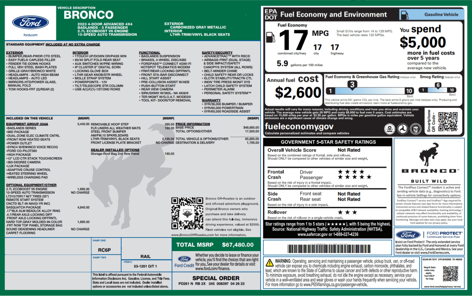 Ford Show Parts Window Sticker guide