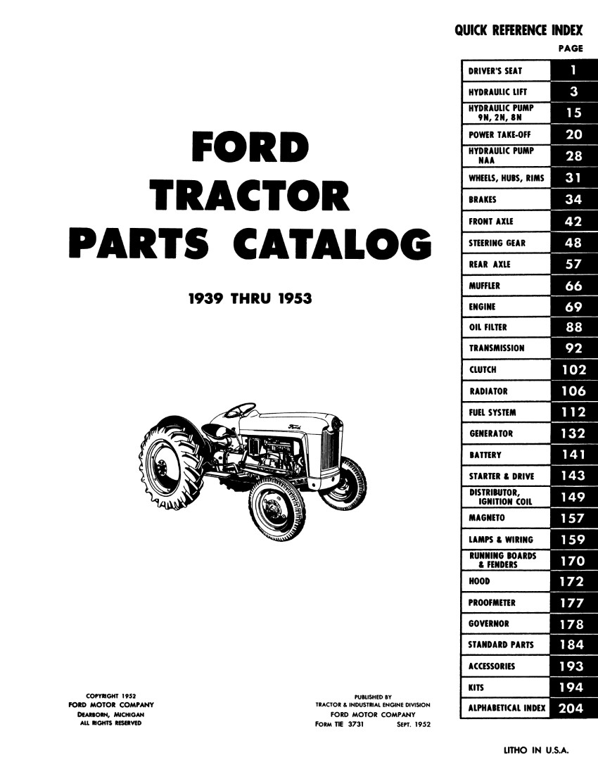 Ford Tractor Parts guide