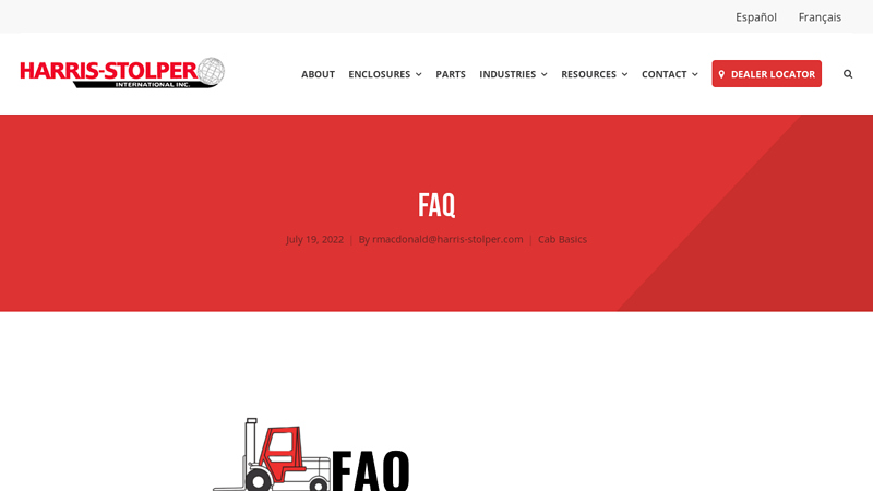 Forklift Cab - Harris Stolper harris truck parts