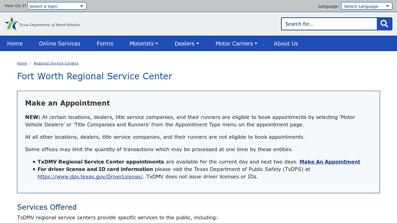 Fort Worth Regional Service Center tri city auto parts