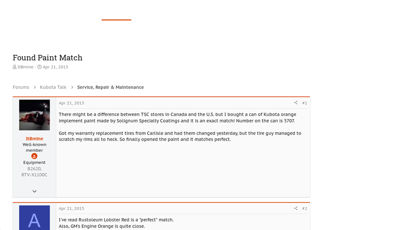 Found Paint Match walt's tractor parts