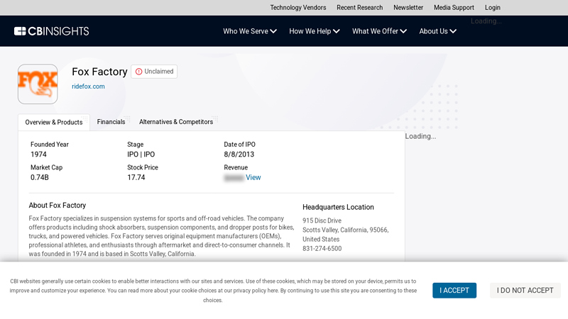 Fox Factory fox auto parts