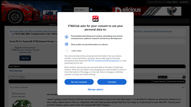 FR subaru brz car parts