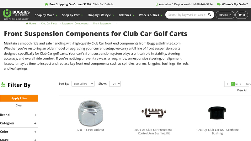 Front Suspension Components for Club Car Golf Carts club car front end parts