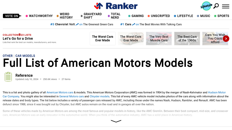Full List of American Motors Models american motors parts