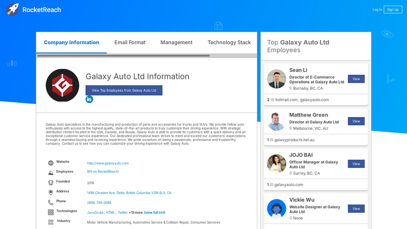 Galaxy Auto Ltd Information galaxy auto parts