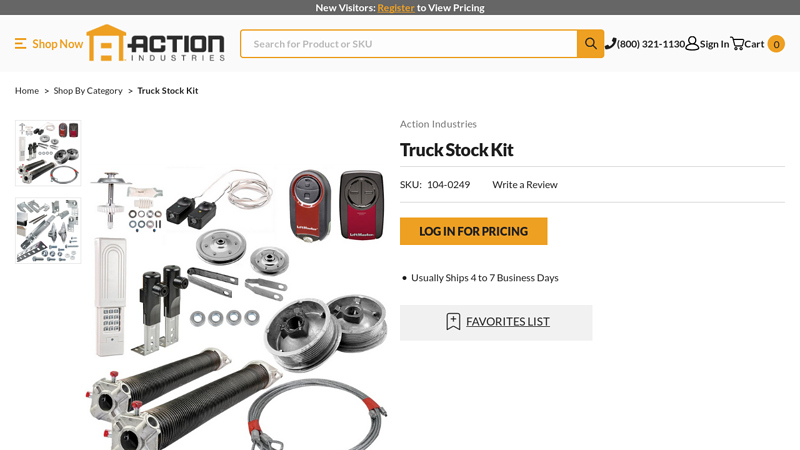 Garage Door Repair Truck Stocking Kit action truck parts