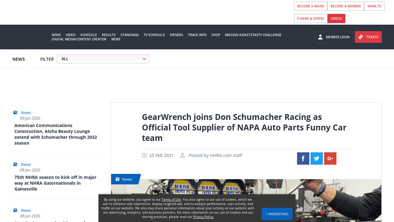GearWrench joins Don Schumacher Racing as Official Tool Supplier ... napa auto parts racing