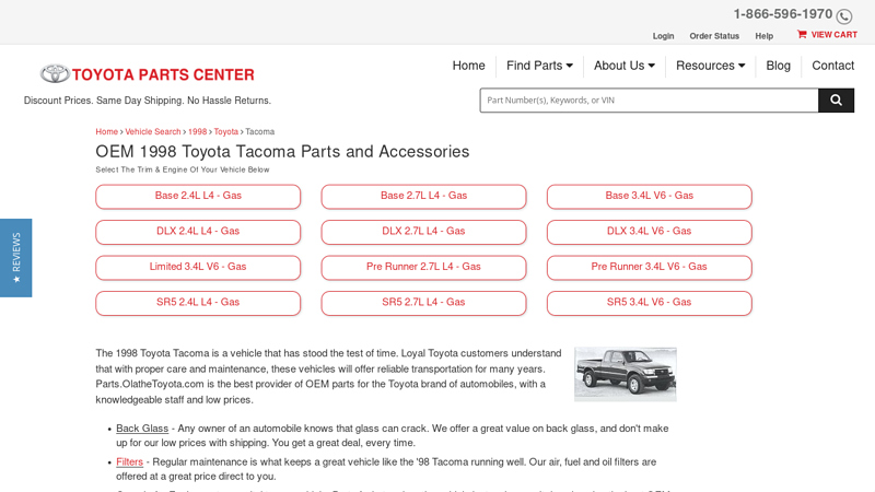 Genuine 1998 Toyota Tacoma Parts 1998 toyota tacoma parts