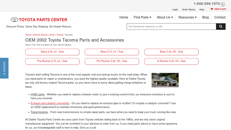 Genuine 2002 Toyota Tacoma Parts 02 toyota tacoma parts