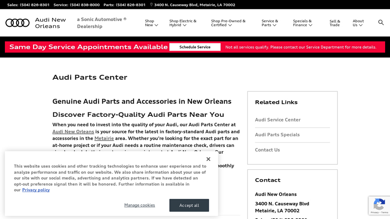 Genuine Audi Parts Metairie LA auto parts new orleans