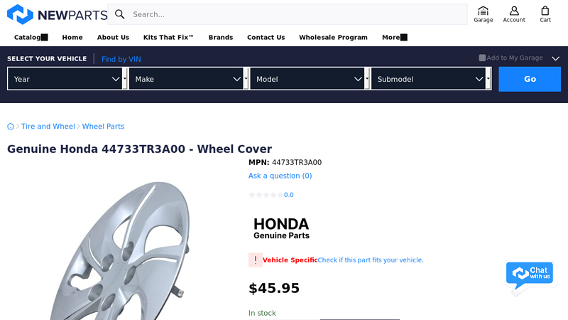 Genuine Honda 44733TR3A00 honda aftermarket parts wheel covers