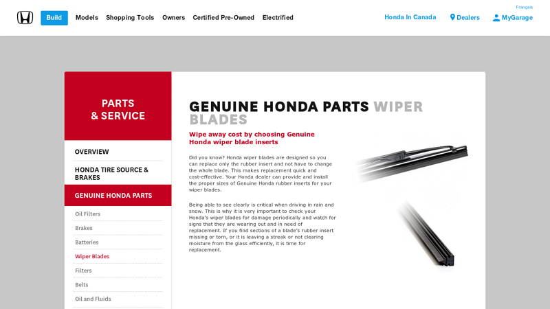 Genuine Honda Parts Wiper Blades honda parts wiper blades
